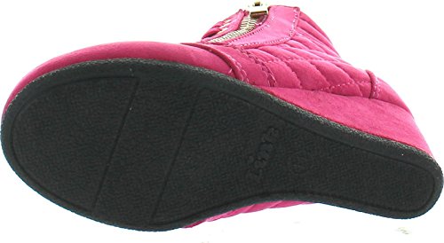 Link Peggy-63K Children Girl's Wedge Heel Lace Up Diamond Shape Quilted Sneakers,Fuchsia,24