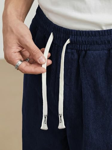 Image of JMIERR Mens Corduroy Pants Wide Leg Baggy Sweatpants | Loose Fit Joggers, Elastic Waist Drawstring, Casual Sweatpants, Vintage Pants, Fall Winter Fashion, Streetwear