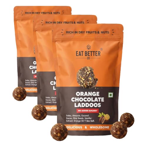 Image of EAT BETTER CO - Better Laddoos - Orange & Chocolate - Delicious Sugar-Free Laddoos | Energy-Bar Replacement | Dry-Fruit Laddoo | High Protein And Instant Energy - Pack Of 60-200 Gm