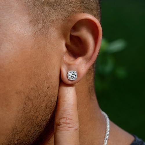 HELLOICE Magnetic Moissanite Halo Stud Earrings D Color VVS1 Clarity Moissanite Stud Earrings 925 Sterling Silver Hypoallergenic Non-Piercing Hoop Earrings for Women Men3