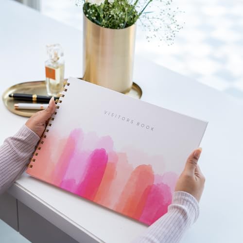 Image of Visitor Book - 8 x 12 Inches | Wiro Bound Guest Register for Hotels, Offices, Exhibitions, Boutiques & Business Use | Medium Size Visitor Log Book for Reception & Front Desk