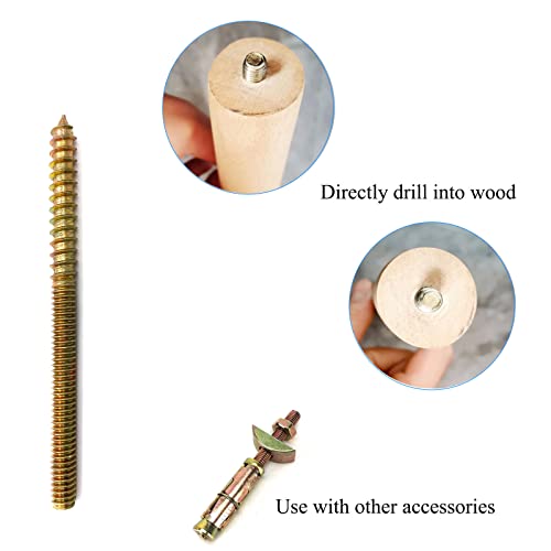 Image of 12 Pack 1 /4-20 x 3-1 /2 Inch Hanger Bolts 1 /4-20 inch Double Headed Bolts 1 /4 Wood Dowel Screw Self-Tapping Screw Hanger Bolts for Furniture Double Head Threaded Rods Bolt 90mm Length