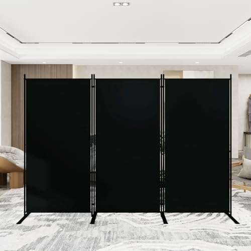 T&Jero 3-Panel Faltbarer Raumteiler, Tragbarer Sichtschutz Für Zuhause Und Büro, Freistehende Raumtrennwand Für Schlafzimmer, Wohnzimmer, Studio, 255cm Breit X 180cm Hoch, Schwarz