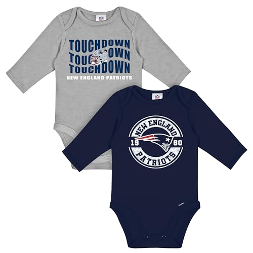 Gerber Baby NFL 2-Pack Long Sleeve Onesie Bodysuit, Patriots, 3-6 Months