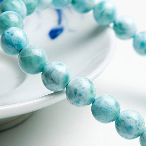 8mm Natural Blue Larimar Gemstone Round Beads Bracelet Women Men Stretch AAAAA3