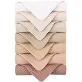 Konssy 7-Pack Soft Cotton Face Wash Cloths, Reusable Absorbent Washcloths for Sensitive Skin, Facial Makeup Remover Towels for Women (11 x 11 Inch)