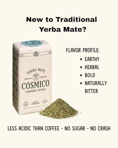 Image of Yerba Mate COSMICO, 2.2 lb, 1 KILO (pack of 2), Premium Loose Leaf Argentine Tea, Gluten-Free, Large Leaf Low Dust Brew, Clean Energy