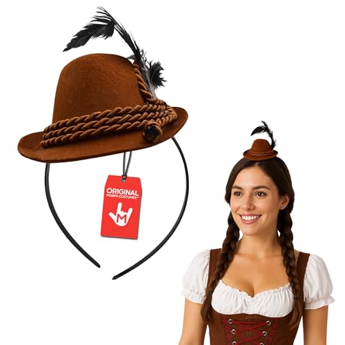 Nicky Bigs Novelties German Hat With Feathers Oktoberfest Hat Alpine Hat For Men Bavarian Hats For Women Oktoberfest Costume - Brown
