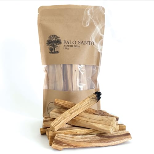Zenith Gaia Palo Santo - Bois d'encens naturel du Pérou - 100 g - Emballage compostable - Récolté durable et séché en douceur - Nettoyage spirituel,...