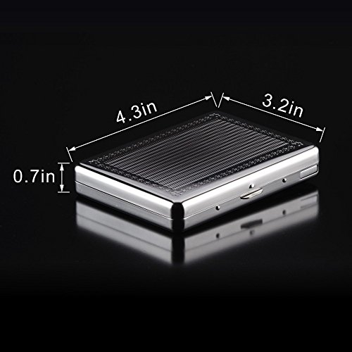 Cigarette Case with Lighter USB Lighter Cigarette Box 2 in 1 Electronic Rechargeable Flameless Windproof Lighters Hold 20pcs Regular Cigarettes (Silver Dragon)