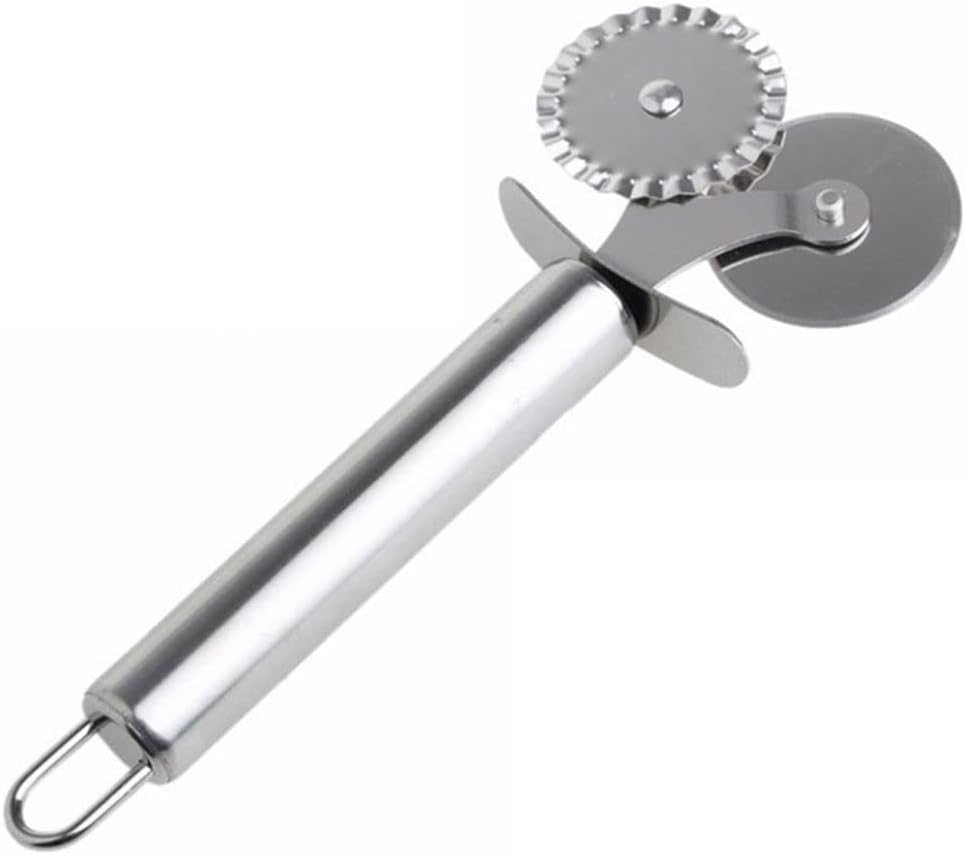Double End Stainless Steel Pizza Knife,Kitchen Portable Kitchen Knife for Pizza Dough Pasta Pastry Stainless Steel Pizza Knife