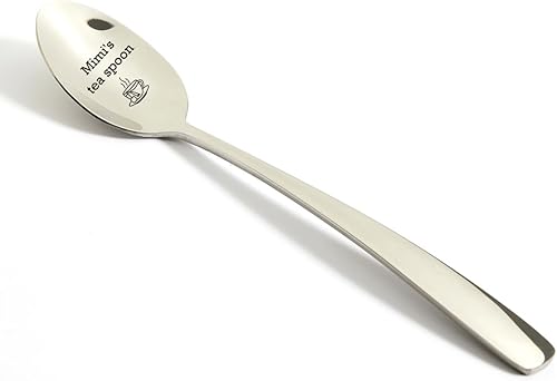 Miniatura 3 de Los mejores regalos de mimi, regalo de Mimi de nieto, nieta y nietos, cuchara de té de acero inoxidable grabada, regalos para amantes del té para