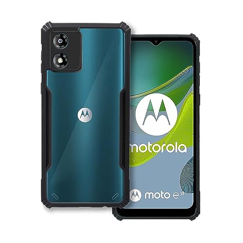 Image of Plus 360 Degree Protection Black Border Back Cover for Motorola Moto E13 - Black