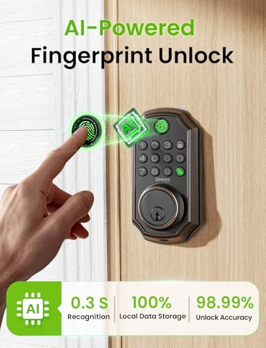 Image of GHome Smart Door Lock, Palm Vein Smart Locks for Front Door, 5 in 1 Keyless Entry Door Lock, Alexa Control, Auto Lock, Built-in WiFi, Rechargeable Battery, Smart Deadbolt