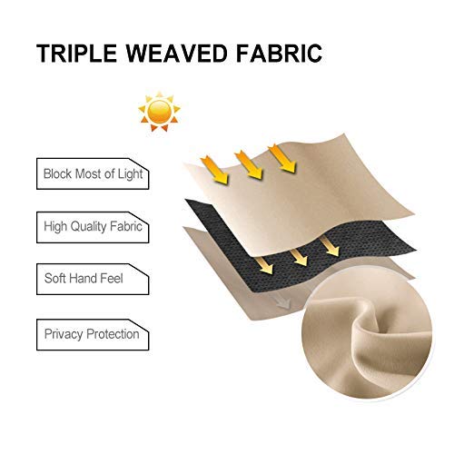 DWCN Blackout Curtains for Bedroom - Thermal Insulated Light Blocking Eyelet Window Curtains for Living Room 46 x 90 inch Length,Beige,2 Panels - Image 4