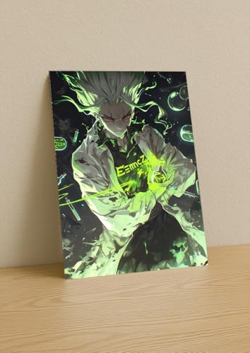 Image of NIJUKA Anime Printed A4 Size Metal sheet Poster For Home And Room Decoration | For Anime Art Fans Boys And Girls (Senku E=MC2)