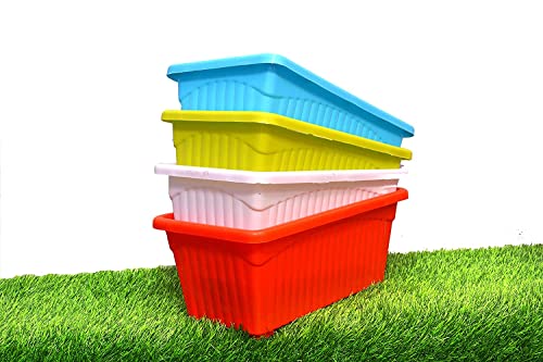 Image of Plastic Window Planters | Garden Planting Pots | Flower Plant Pots for Home Garden & Balcony | Flower Planters for Balcony and Terrace Gardens | Pack of 5 (Multicolor)