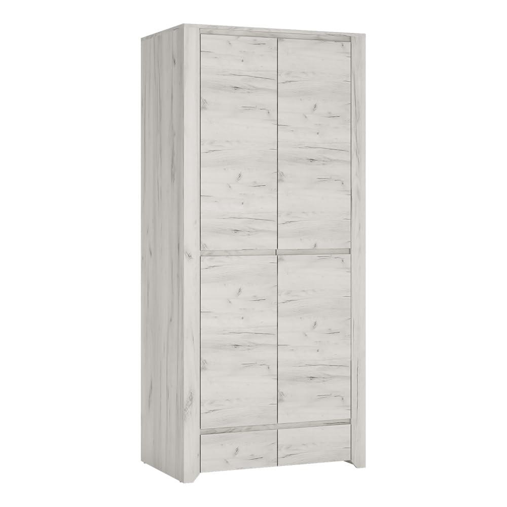 Lomadox Jugendzimmer Set 7-teilig mit Bett 90x200, Schreibtisch, Kleiderschrank, 2 Wandregale, Kommode, Nachttisch in Craft Eiche weiß Modern