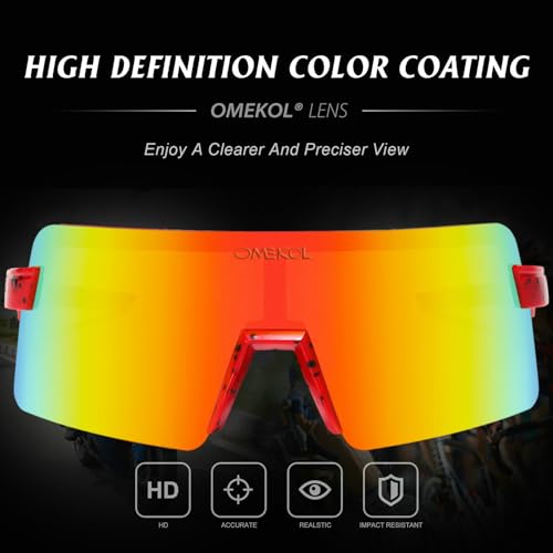 OMEKOL Óculos de sol esportivos polarizados Óculos de ciclismo UV400 Mountain Bike Óculos MTB Óculos