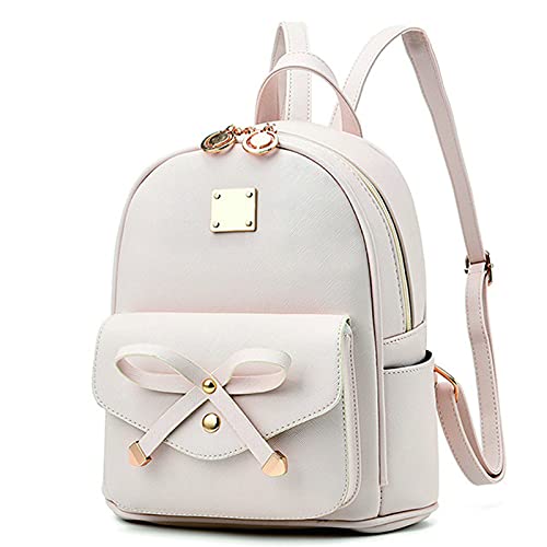 NC Girls Bag Bowknot Cute Leather Mini Backpack Purse for Women Student Schoolbag College Style