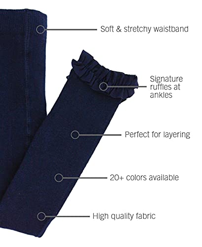 Image of RuffleButts Little Girls Solid Knit Footless Ruffle Tights