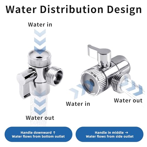 3 Wege Wasserhähn Umschaltventil,3 Wege Dusch Umstellventil Adapter 1/2 Zoll mit M22-M24,Diverter für Wasserhahn, 3 Wege Umschaltventil Diverter Ventil für Küche Bad Duschsystem Waschbeckenbrause