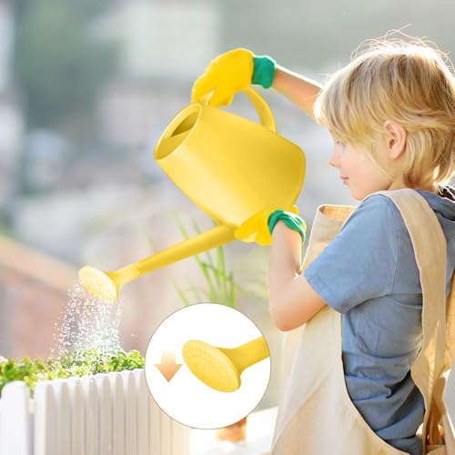 Image of Plastic Watering Can for Home Plant Garden 1 /2 Gallon Yellow