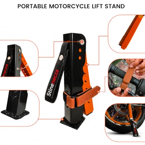Image of Portable Motorcycle Jack Stand for Chain Cleaning, Tyre Repair, Trail Support & Maintenance | Adjustable Moto Lift | Sports, Adventure, Touring Bike Accessory