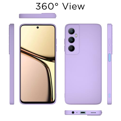 Image of Outlouders Back Cover for Realme C65 4G | Camera Protection | Durable Soft Matte Silicone Bumper Case (Purple)