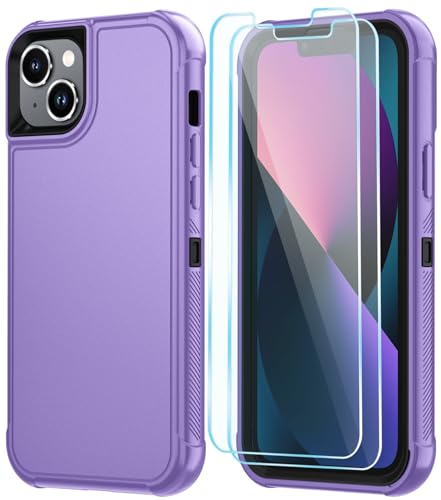 Image of SunStory Compatible with iPhone 12 Mini / 13 Mini Case with HD Screen Protector, 3-Layer Heavy Duty Full-Body Cover,3 in 1 Hybrid Protective Case for iPhone 12 Mini / 13 Mini 5.4 inch,Violet