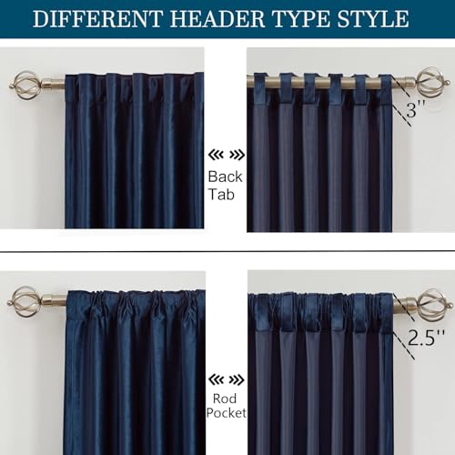 Image of Navy Blue Velvet Curtains 72 inch Long for Living Room,Luxury 2 Panels Room Darkening Rod Pocket Back Tab Curtain Elegant Thermal Insulated Heavy Soundproof Decorative Window Drapes for Bedroom