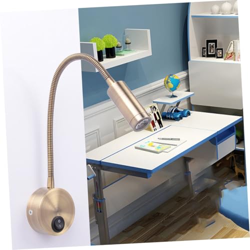 Lámpara de pared ajustable de lectura nocturna dorada con luz LED de 3w para dormitorio 4