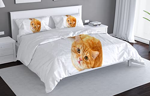 3D Bettwäsche Graue Katzen Bettbezug-Set ,Cartoon Lustige Fette Katze Bettdecke Abdeckung, for Kinder Erwachsene Nette Haustiere Bettbezug 3D Animal Room Decor Mit 2 Kissenbezug(cat-1,220*240cm) - Image 5