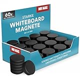 MrMag® 60 Magnete für Magnettafel | Starke Whiteboard- & Kühlschrank-Magnete | 18x4mm | Haftmagnete inkl. Klebepunkte