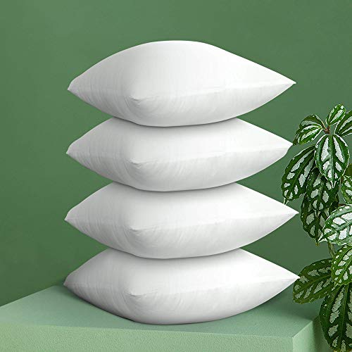 Acanva Decorative Premium Square Throw Pillow Inserts For Sofa Bed Couch & Chairs, 18X18(4 Count), White #TOP4