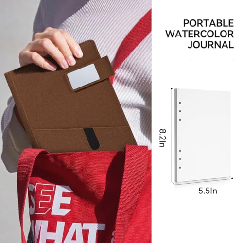 Lightwish Watercolor Sketchbook,100% Cotton Acid Free Watercolor Paper,300gsm/140lb Cold Press Watercolor Journal for Artists,Adults,Students,20 Sheets,9.25 * 6.3 Inches(Cloth Brown) - Image 7