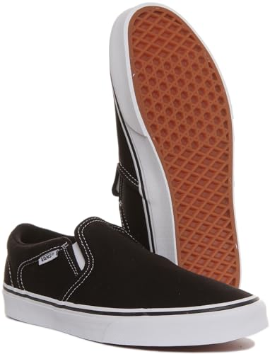 Vans Herren Asher Sneaker in Schwarz – Canvas Black White, Größe 49 EU