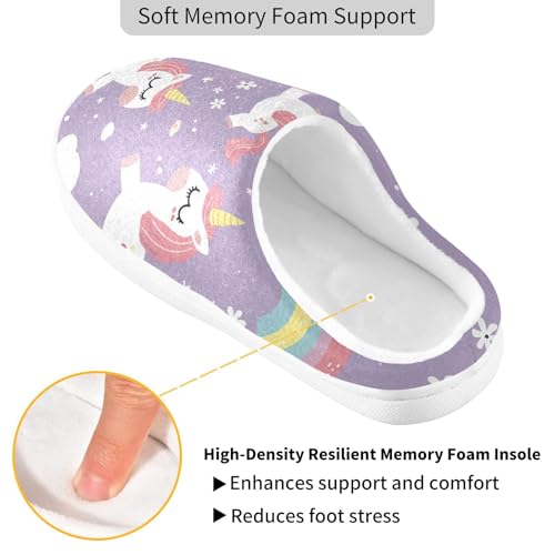 JUNZAN Rainbow unicorns Clound Mens House Cotton Slipper Winter Memory Foam Indoor Shoes for Bedroom Birthday Presents 6-72