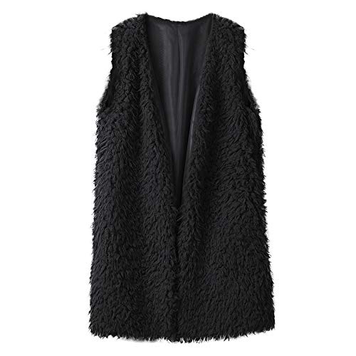 KILLM 2020 Winter Waistcoat for Women Plush Faux Fur Solid Casual Sleeveless Warm Vest Jacket Warm Cashmere Cardigan,Black-L