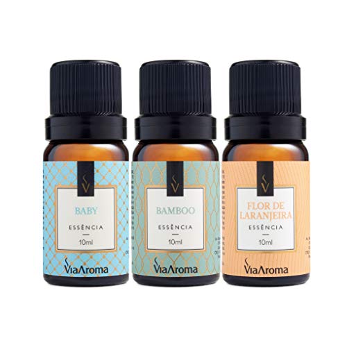 Kit 3 Essências Via Aroma 10ml (Baby, Bamboo e F. de Laranjeira)