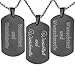 Beidseitige Wunschgravur Dog Tag Halskette | Anhänger aus Edelstahl im Satinsäckchen | Zwei Seiten 2 Personalisiert Text | Army Militär Erkennungsmarke | Kugelkette | Silber Schwarz Gold Schwarz