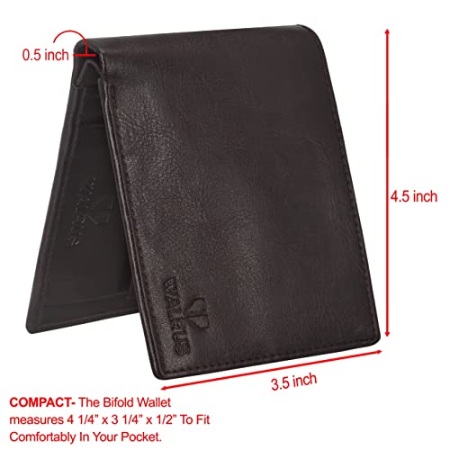 Image of Walrus Brown Vegan Leather Bi-Fold Wallet for Men | Nature Friendly | RFID Protection | 3 Card Pockets, 2 Main Compartments, Coin Pocket, SIM Card Pockets | Wallet for Men, Men's Purse for Gift