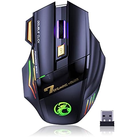 VEGCOO Wireless Gaming Mouse, C8 Rechargeable Silent Click Wireless Mouse with 2.4G USB Receiver, up to 4800 DPI Adjustable, Double Click for PC/Mac Gamer, Laptop and Desktop Cover