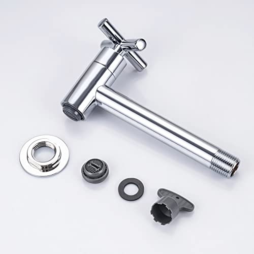 Tondiy Wandarmatur Kaltwasser, Wasserhahn Wand Kaltwasserhahn aus Messing, Kaltwasserarmatur Wandmontage G1/2, für Waschbecken und Spülbecken, Chrom