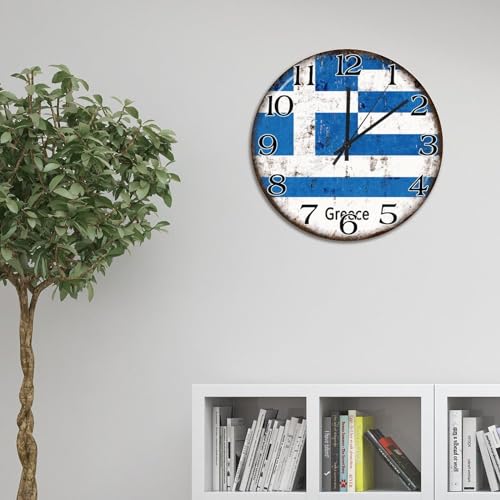 Horloge murale silencieuse drapeau de la Grèce mouvement sans tic-tac