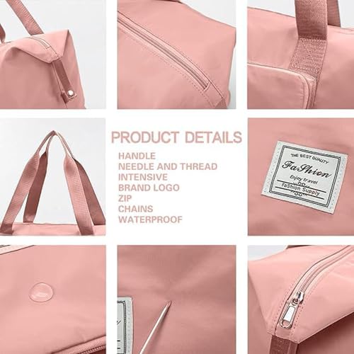 Image of Nylon 41 Liter Expandable Travel Bag for Women, Stylish Duffle Bag for Travelling, Waterproof Luggage Hand Bag (Peach)