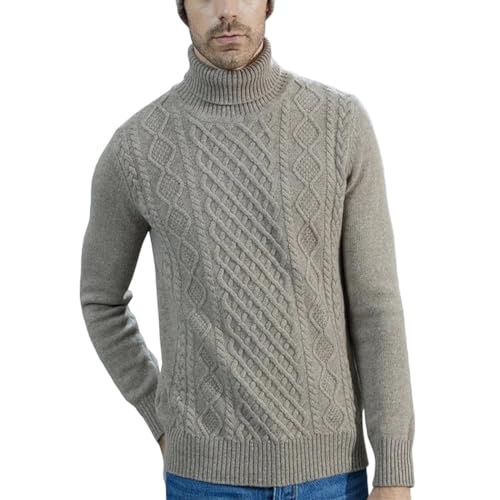 Mens Cashmere Merino Wool Turtleneck Sweater Winter Thick Fashion Knitted Pullover