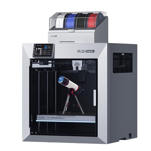 QIDI Max4 Combo 3D Printer, 390×390×340mm Large Build Volume, 65℃ Heated Chamber FDM 3D Printers, Max 800mm/s High Speed, Supports Up to 16-Colors/Multi Materials with QIDI BOX, Auto Bed Leveling