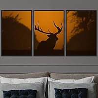 3 Piece Framed Canvas Wall Art Spiritual Animals Deer Canvas Prints Home Artwork Decoration for Living Room,Bedroom - 16