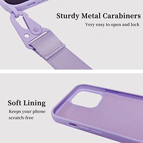 Image of Compatible with iPhone 15 Pro Max Case with Lanyard Crossbody iPhone Case with Strap Adjustable Shockproof Drop Protection Silicone Phone Cover for iPhone 15 Pro Max 6.7'' Lavender Purple